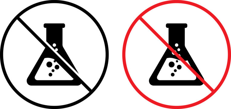 Prohibition symbols for laboratory glassware usage and disposal