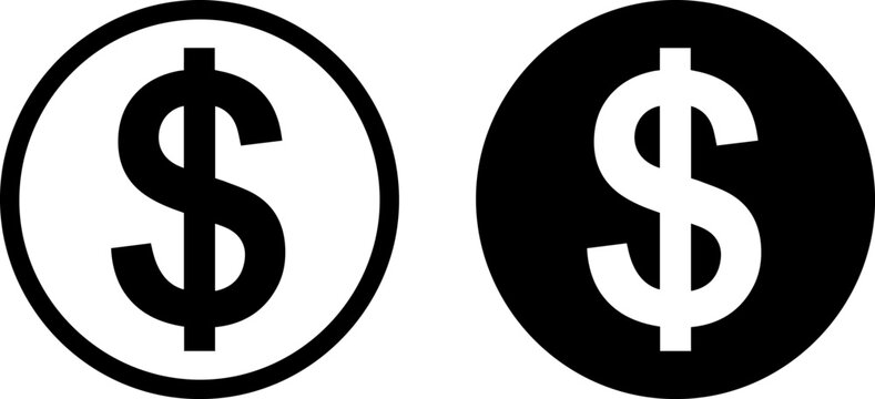 Contrast of dollar sign symbols in circle designs with different backgrounds