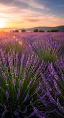 Obraz premium Lavender Field at Sunset. (1)