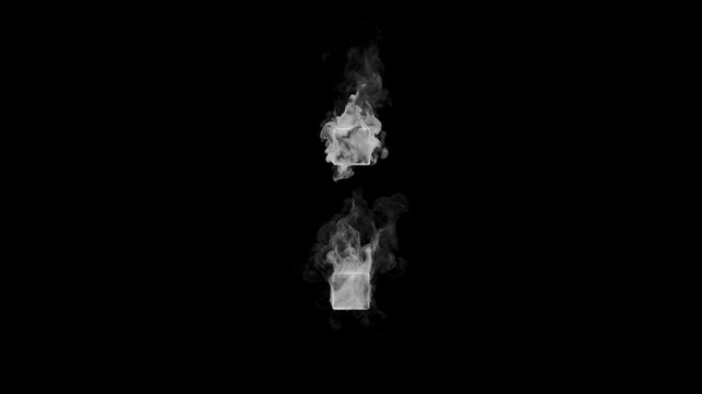 Smoking colon : symbol with realistic white smoke. Smoky punctuation animation for typography, coding, titles, time display and motion graphics. Seamless loop in 4K with alpha channel.
