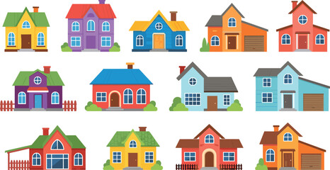 Fototapeta premium House Vector Illustration Showing Diverse Residential Architectural