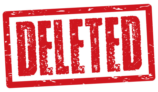 Deleted red grunge stamp typography label