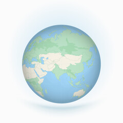 Fototapeta premium Earth globe focused on Asia.