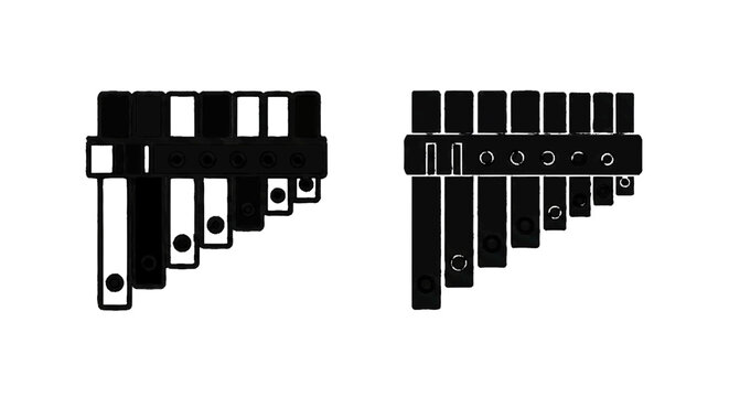 Vector illustration of two pan flutes on a transparent background