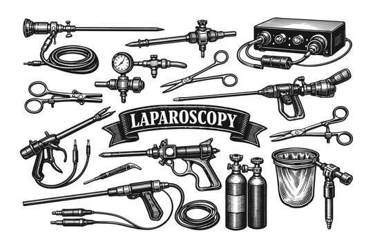 Collection of surgical instruments for minimally invasive procedures and laparoscopy