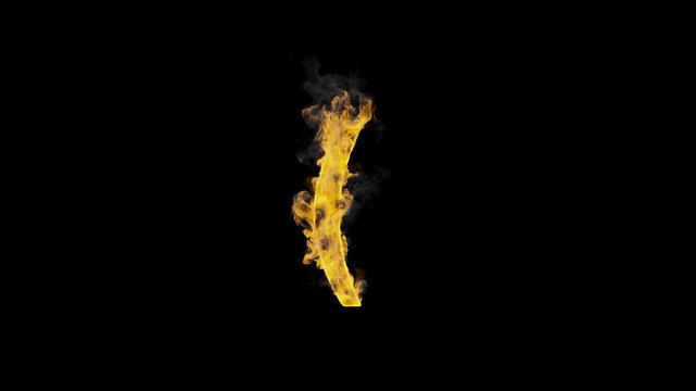 Burning opening parenthesis ( with realistic fire and smoke on transparent background. Seamless loop 4K animation for typography, overlays and motion graphics.