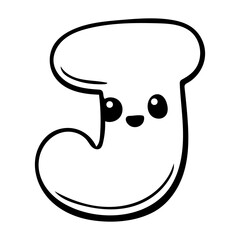 Fototapeta premium Letter J Doodle Kawai Vector Illustration