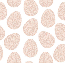 Easter Wallpaper With Pink Eggs With Floral Ornament, Isolated on a White Background. Hand Drawn Seamless Vector Pattern With Pink Eggs And Flowers. 
