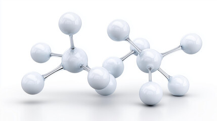 Obraz premium Clean white 3D network structure with connected spheres and lines symbolizing global data communication, biotechnology and nanotechnology concept, minimal white background, with