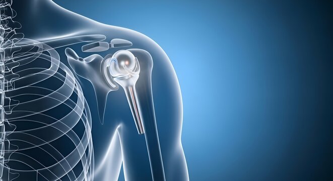 3D Rendering of Shoulder Joint Prosthesis and Human Skeleton