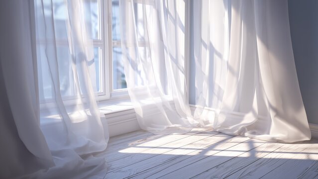 白いレースカーテン　室内
