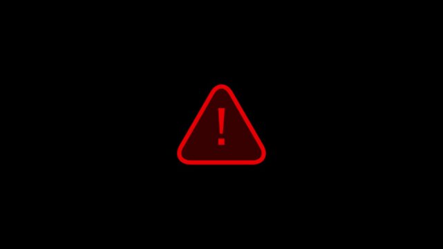 Risk caution message icon animation. Danger error icon. Warning Sign Background 4K Looping Animation. glowing Exclamation icon animation.  4k video