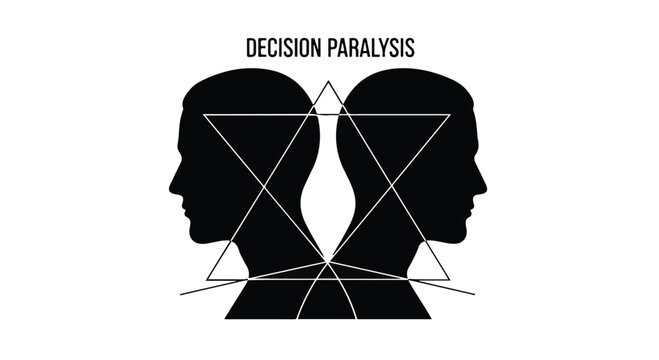 decision paralysis concept with two heads