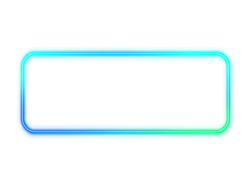 Neon glowing rectangular frame with rounded corners and smooth gradient light. Subtle haze enhances futuristic atmosphere. Ideal for presentation slides and digital design projects.