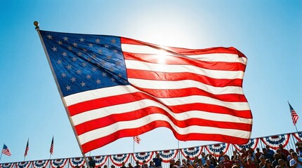 Fototapeta premium american flag waving in the wind