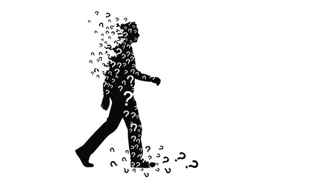man disappearing into confusion questions uncertainty