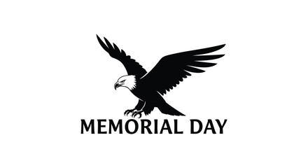 Fototapeta premium Memorial Day, American Eagle, Patriotic Vector, Black and White Illustration