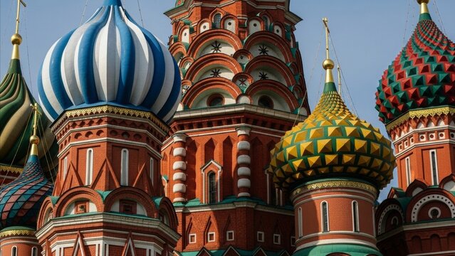 Architecture - Saint Basils Cathedral Colorful Onion Domes Close Up Detail Red Square Moscow Russia