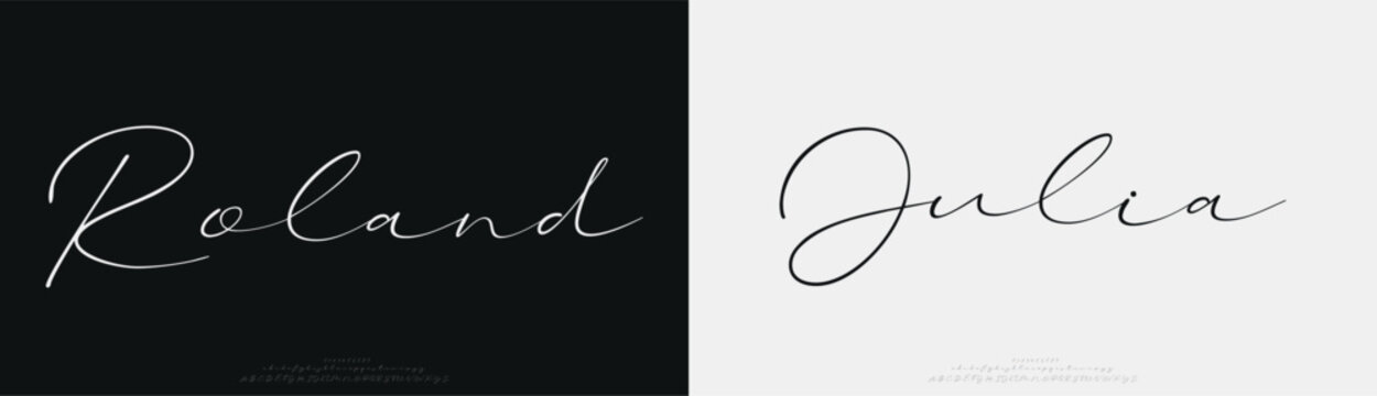 Roland Julia, Script elegant alphabet letters font logo. Typography luxury classic lettering serif fonts decorative wedding vintage retro logos, design for fashion,beauty shop and brand . vector 