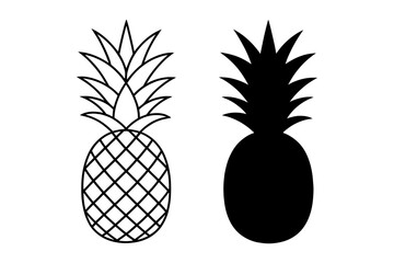 Obraz premium A vector graphic illustration of two pineapple icons in black and white