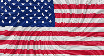 Obraz premium Waving American Flag with Ripples and Shadows.