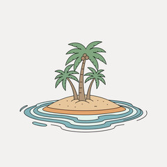 Obraz premium Tropical Island Paradise with Palm Trees in Blue Ocean Waves