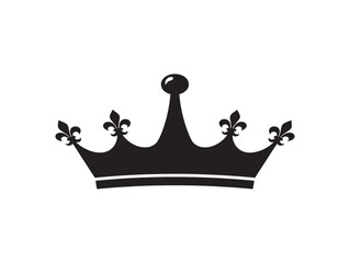 A black crown icon with fleur de lis decorations on a white background © Urmi