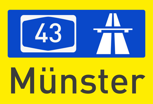 Verkehrszeichen, Autobahn A43, M&uuml;nster