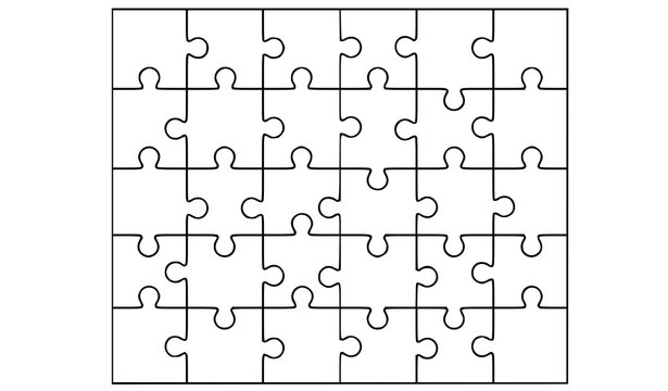 Modern jigsaw puzzle template 48 pieces grid 8x6 layout business and logic concept vector