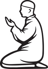 Fototapeta premium Kneeling Figure in Prayer Silhouette