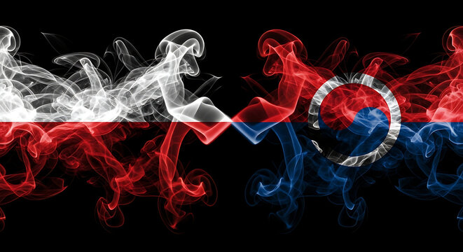 A creative illustration of the Paraguayan flag made of smoke on a black background