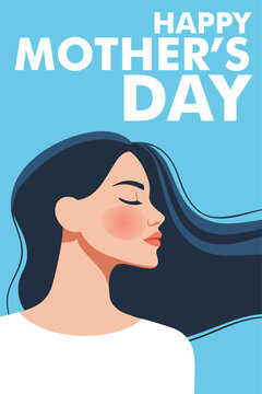Celebrating Mother's Day. A stylish woman's profile with flowing hair. Vector illustration in a minimalistic style.