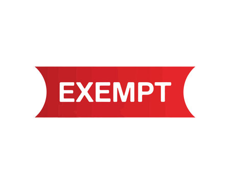 A red ribbon banner displays the word exempt in white capital letters