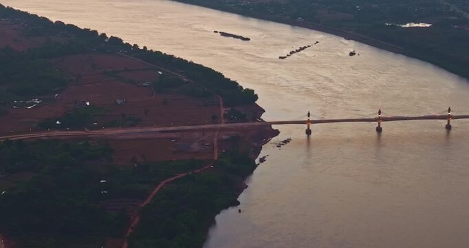 Aerial view of northeastern Thailand with central Laos, this new Mekong bridge creates fresh opportunities for tourism expansion. The route connects travelers to scenic landscapes, cultural