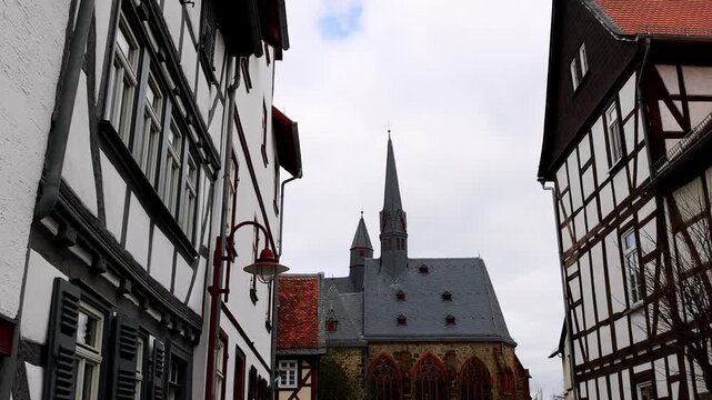 the historic german cityscape of butzbach 4k 25fps video