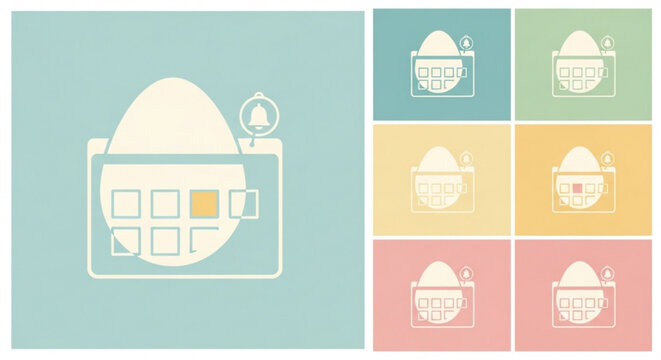 Colorful egg timer icons in different pastel colors and styles for design and decoration