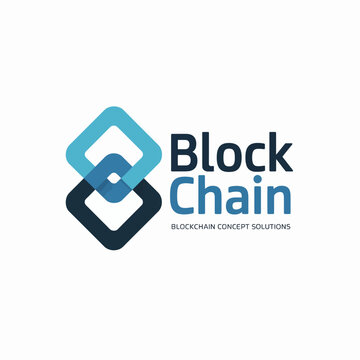 Blue and black abstract with Blockchain text and tagline blocks