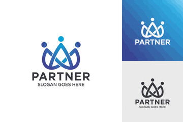 Fototapeta premium Blue and black partner with crown symbol and text