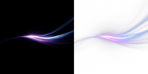 Naklejka premium Flowing lines in shades of blue and pink create a smooth and vibrant design on a transparent background for various uses