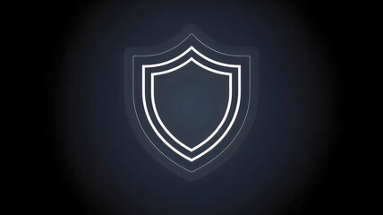 Fototapeta premium Luminous heraldic shield outline on black – Great for high-end security, data privacy, or reliable protection.