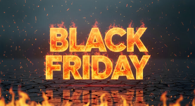 Black friday sales event with fiery text