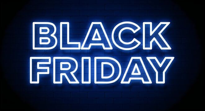 Black friday shopping event neon sign