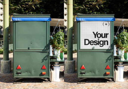 Mockup Of Customizable Vertical Poster On Storage Unit
