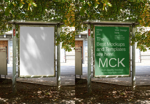 Mockup Of Customizable Vertical Poster Under Tree