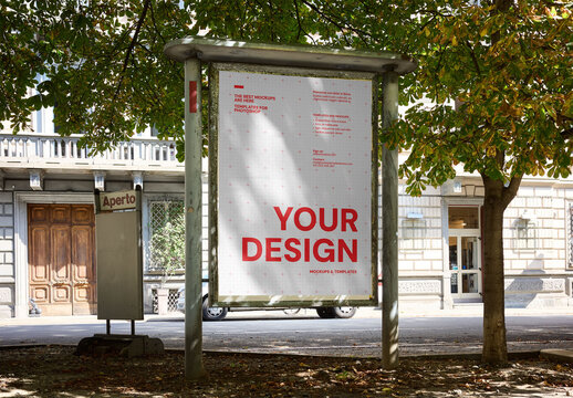Mockup Of Customized Vertical Poster Under Tree