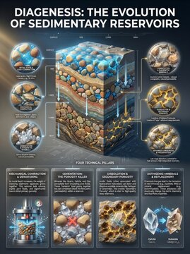 Diagenesis Process Explained: Evolution of Sedimentary Reservoirs in Geological Science with Visual Representation