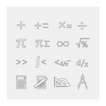 Mathematics symbols and geometric tools