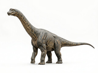 Fototapeta premium Alamosaurus Isolated On White Background Alamosaurus Side View Illustration Alamosaurus dinosaur White Background, Alamosaurus a genus of titanosaurian sauropod dinosaurs prehistoric extinct dinosaur 