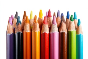 Fototapeta premium Colorful pencils in a row closeup.