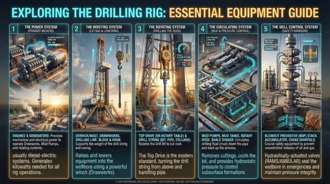 Exploring the Drilling Rig: Essential Equipment Guide for Power, Hoisting, Rotating, Circulating, and Control Systems